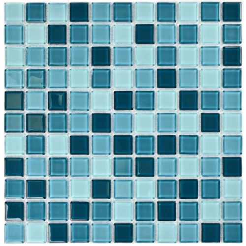 Мозаика Bonaparte Стеклянная мозаика Sea wave-1 25х25 глянцевая бирюзовая 30х30 см