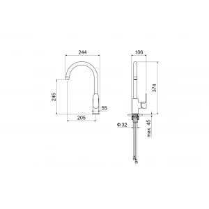 Смеситель для кухни Aquatek Оберон матовый черный AQ1282MB