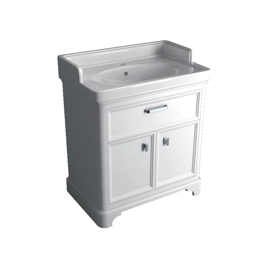 Тумба Kerama Marazzi Pompei напольная с ящиком и дверцами 80 белая глянцевая PO.80.1\WHT