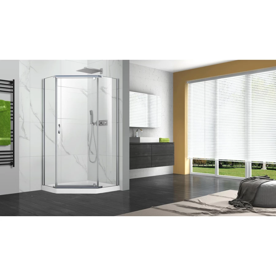 Душевое ограждение Azario Dallas хром прозрачное стекло 5мм AZ-112P 90х90 90х90х200 см