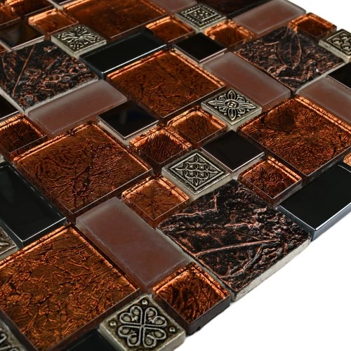 Мозаика Bonaparte Стеклянная с камнем Liberty-2 коричневая 30х30 см