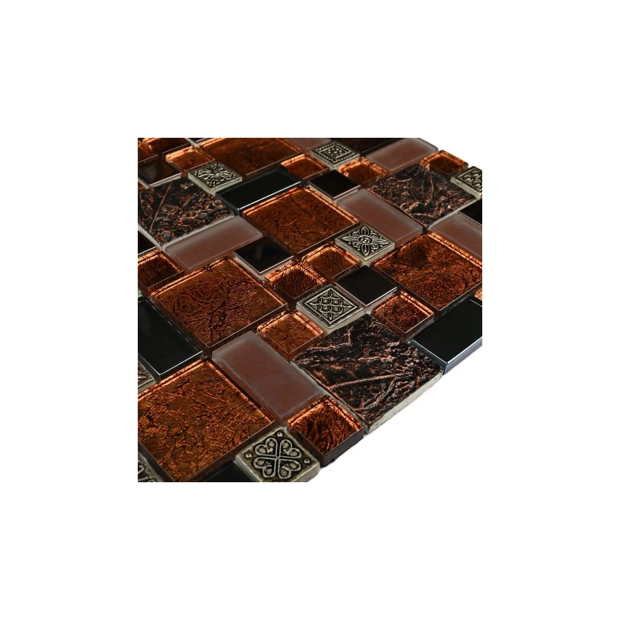 Мозаика Bonaparte Стеклянная с камнем Liberty-2 коричневая 30х30 см