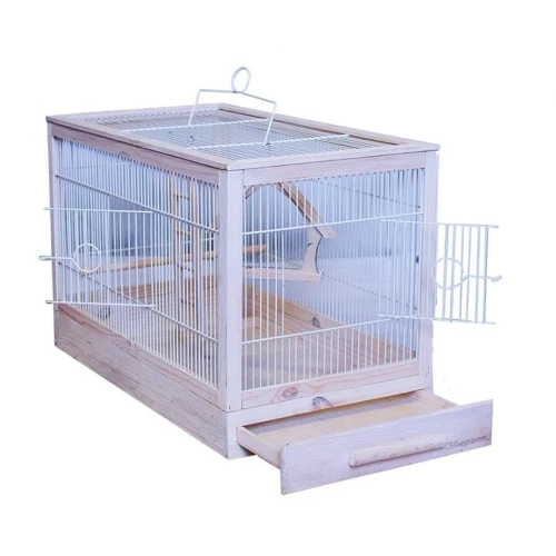 Клетка для птиц Дарэлл Ретро-кантри из дерева цвет белый средняя 56х30х35 см