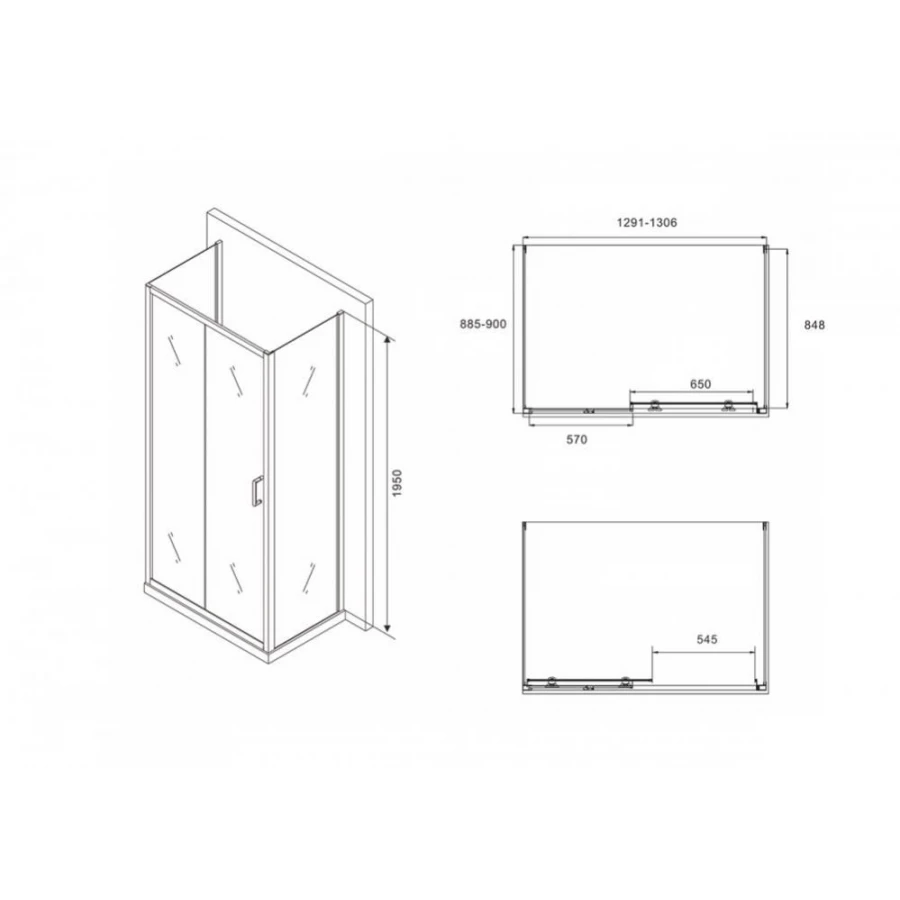 Душевой уголок Abber Schwarzer Diamant AG30130B-S90B-S90B