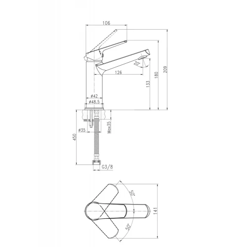 Смеситель для раковины средний Cersanit Flavis однорычажный 63037