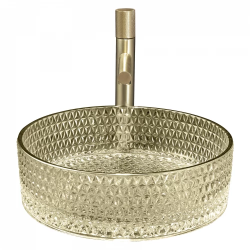 Раковина накладная стеклянная Abber Glas золото AK2301GG