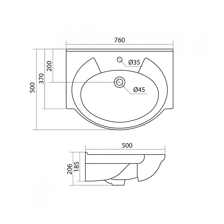 Раковина Santek Байкал 1.WH11.0.259 76х51 см