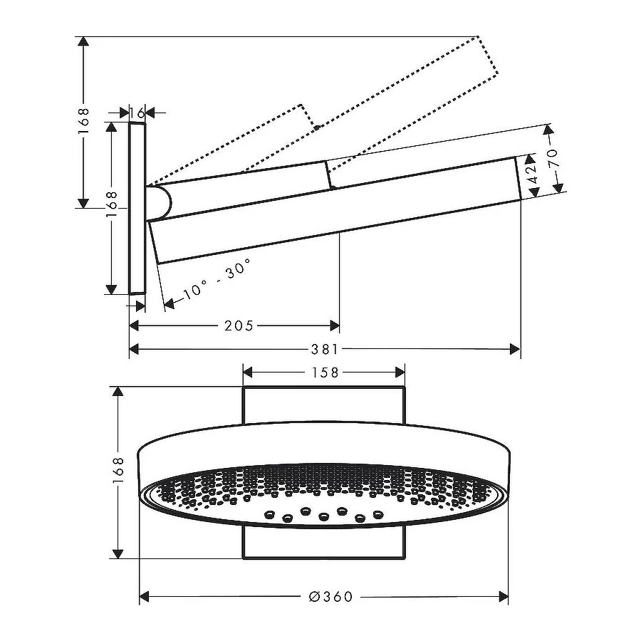 Верхний душ Hansgrohe Rainfinity 360 3jet полированное золото 26234990