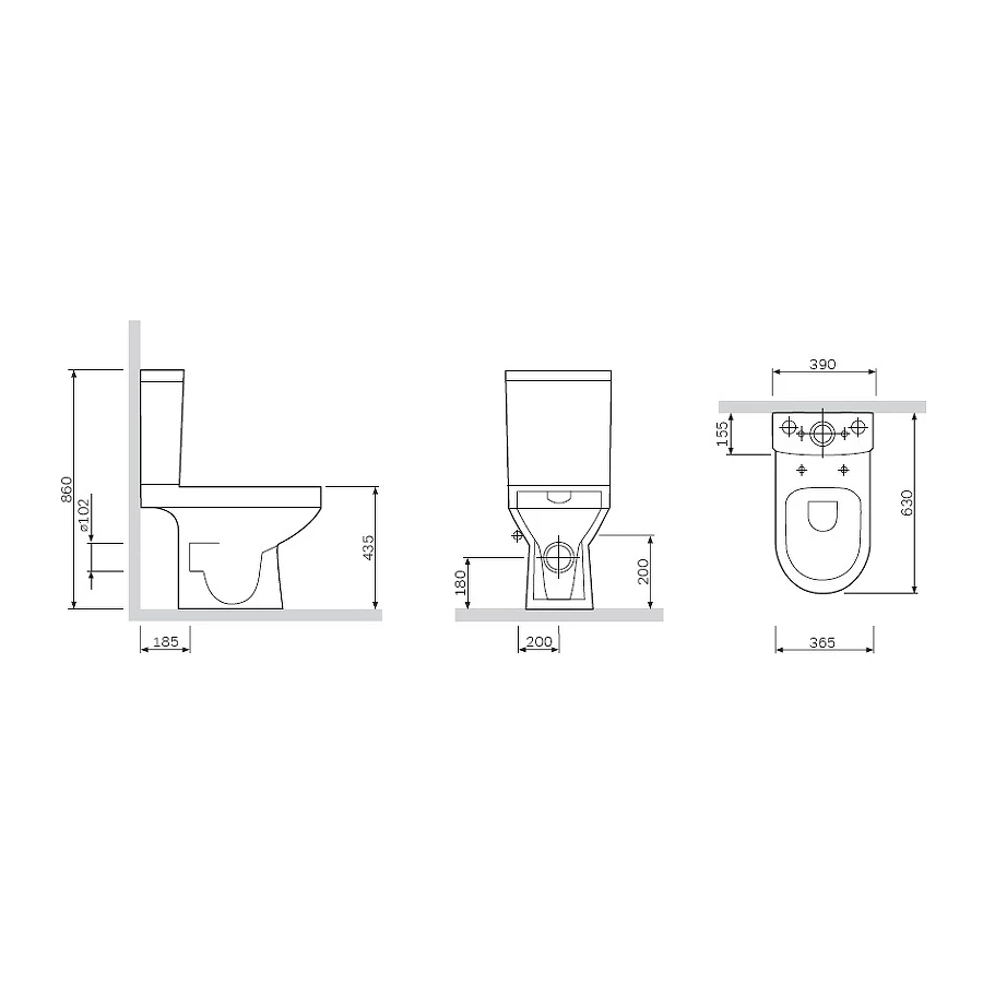 Напольный унитаз-компакт безободковый Spirit V2.0 Am Pm FlashClean без сиденья C708600WH
