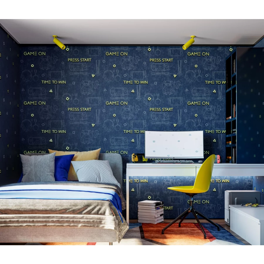 Обои флизелиновые Palitra Home Gamepad HomeColor синие HC72157-66 1,06х10,05 м