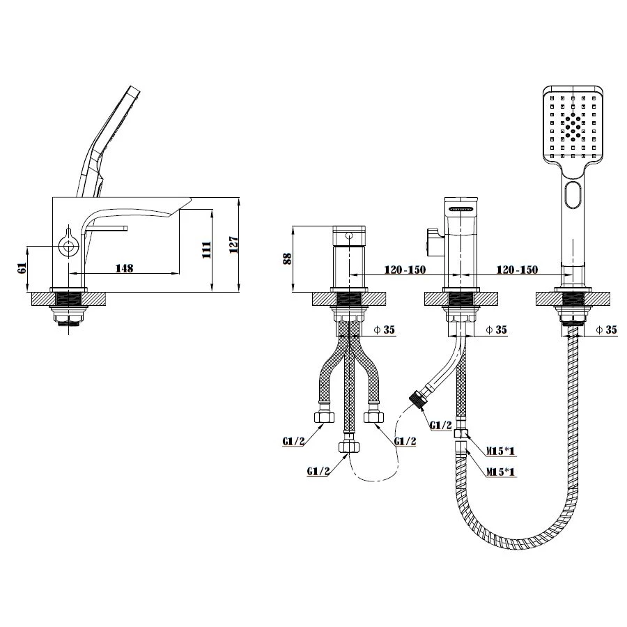 Смеситель для ванны Esko Vela PB 355B