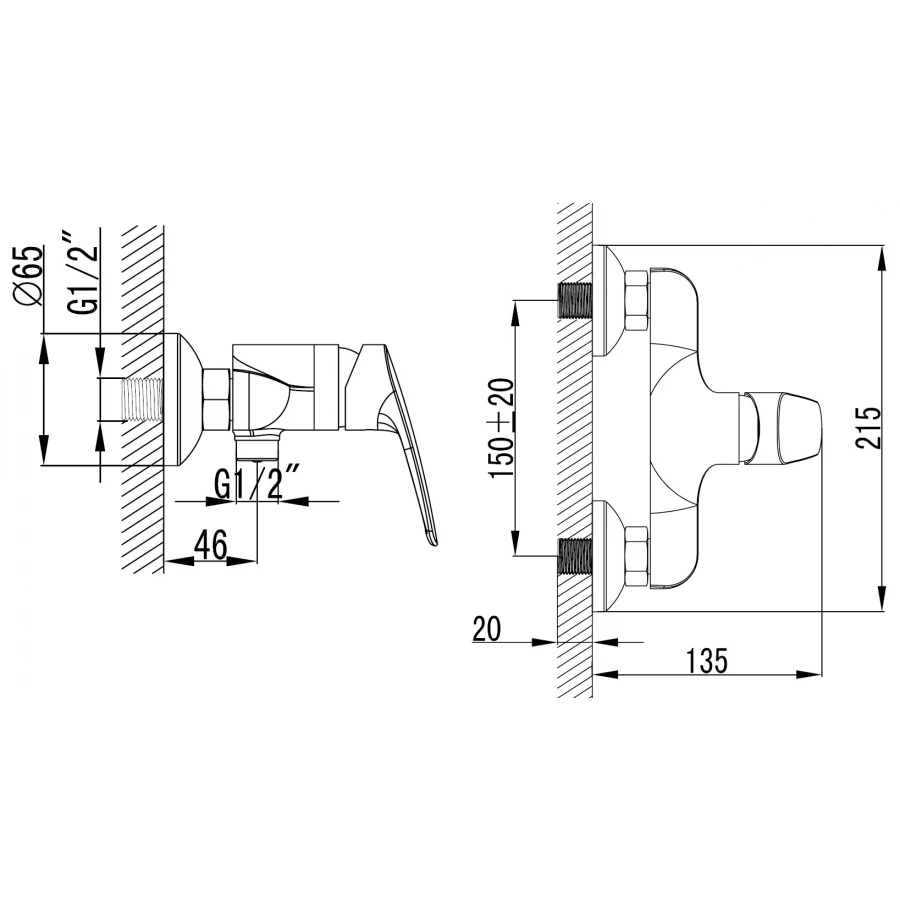 Смеситель для душа Azario Evora керамический картридж хром AZ-WKE33361C-E