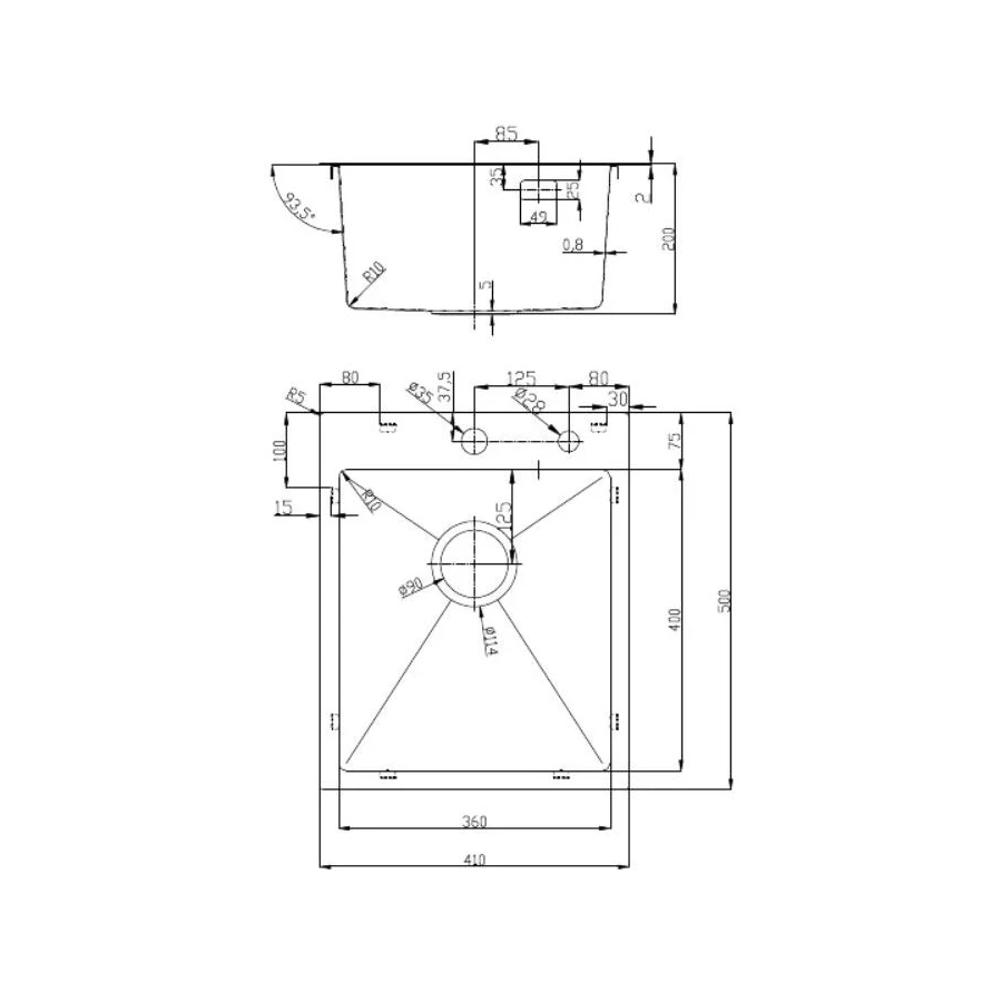Кухонная мойка D&K нержавеющая сталь графит DKS415006