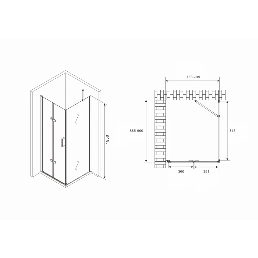Душевой уголок Abber Zart AG08080P-S91