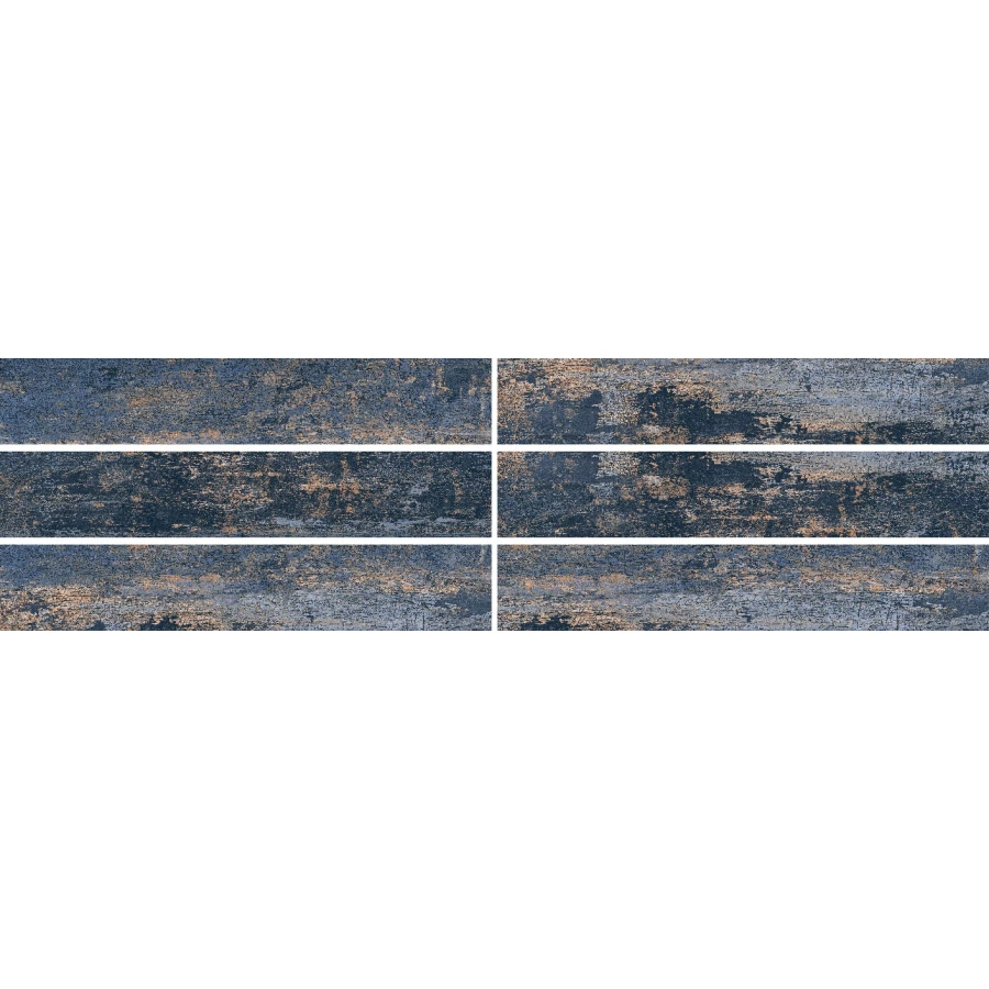 Керамогранит StaroWood Savoy Rust Cobalt Carving матовый синий 120x20 см