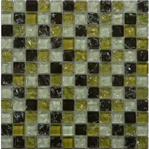 Мозаика Tonomosaic CC167 глянцевая из стекла, оливковая, бело-серая, коричневая 30*30 см