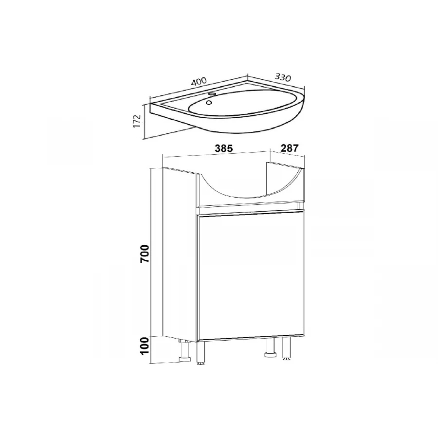 Тумба под раковину Runo Лада 40 графит под умывальник Манго 40 00-00001195