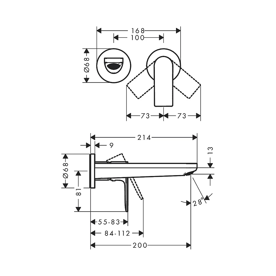 Смеситель для раковины Hansgrohe Rebris E внешняя часть хром 72568000