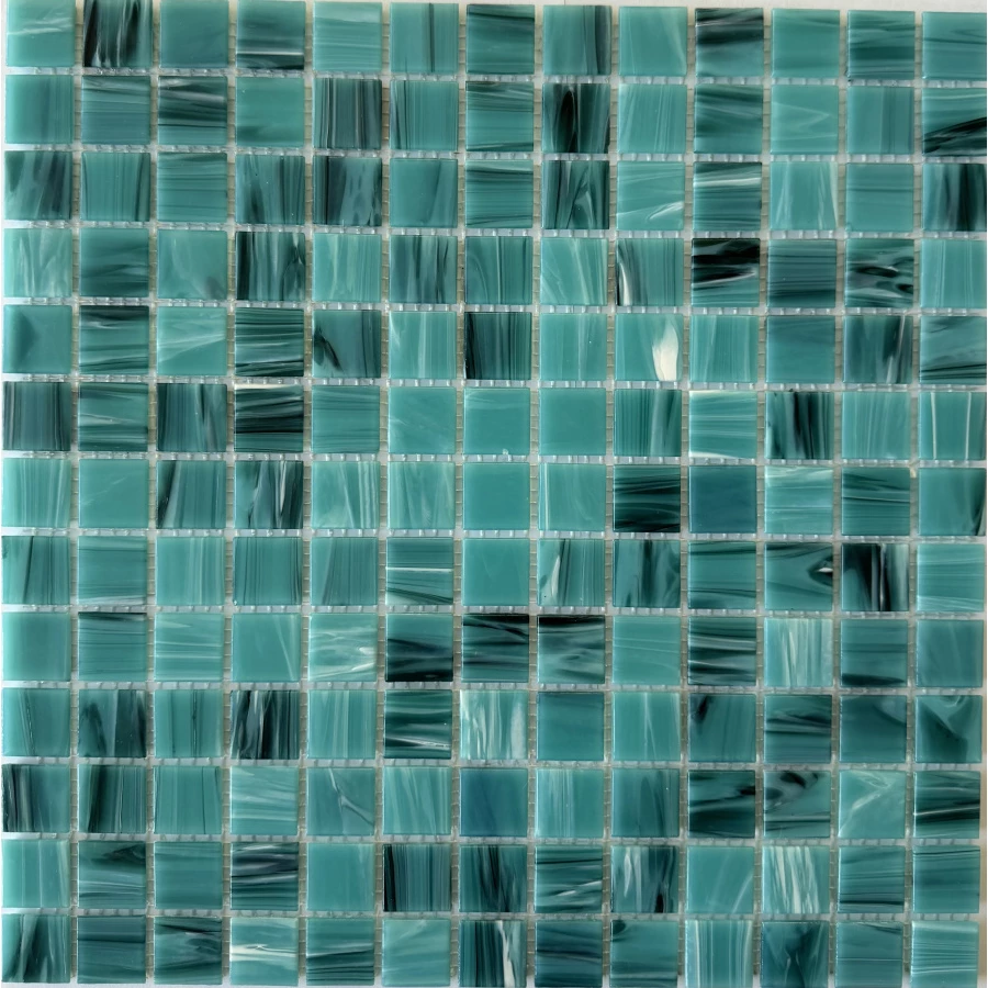 Мозаика из стекла Pixel mosaic Прессованное стекло из стекла чип 23x23 матовая бирюзовая PIX131 32,7х32,7 см
