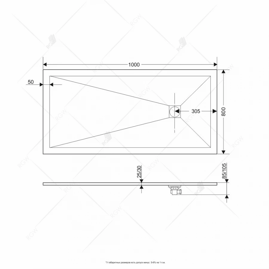 Душевой поддон прямоугольный RGW ST-B Черный 16152811-04 80х110 см