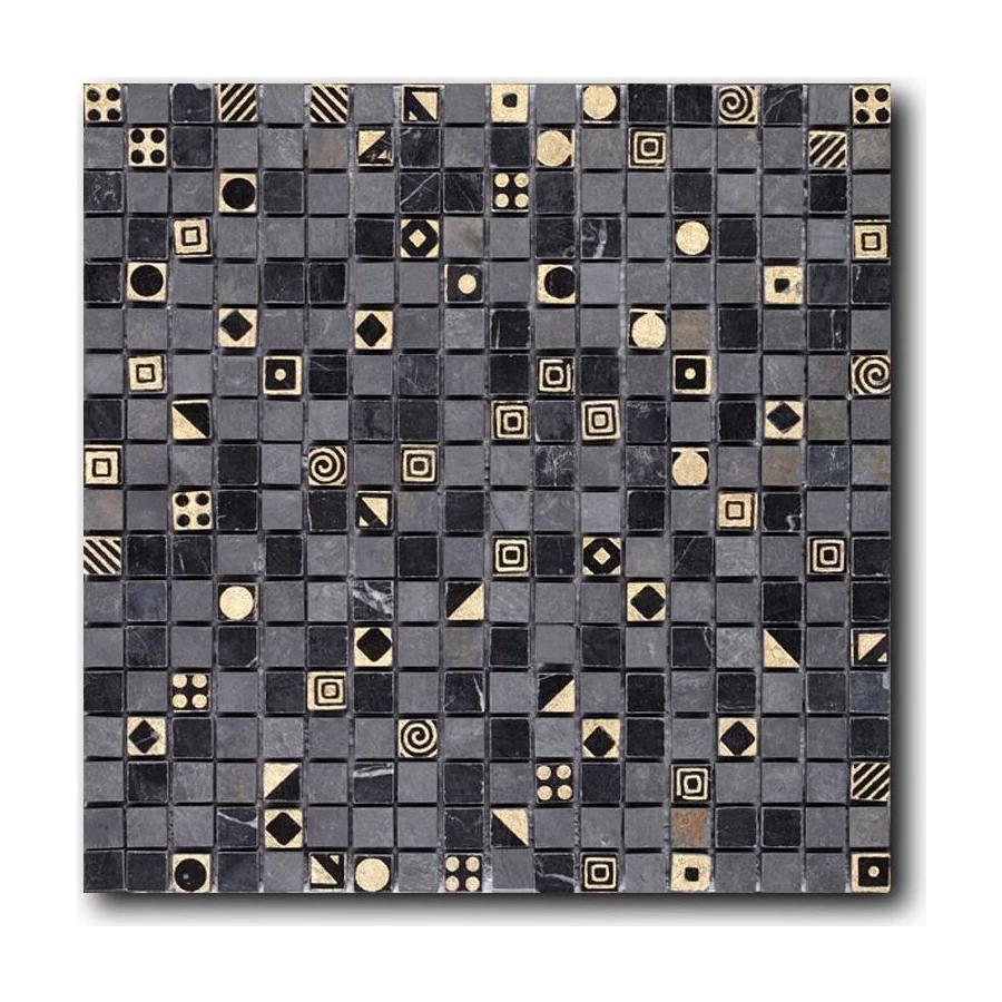 Мозаика из натурального камня Art&Natura Equilibrio сетка 15x15 глянцевая черная 016 30х30 см