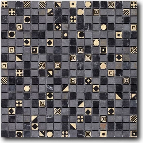 Мозаика из натурального камня Art&Natura Equilibrio сетка 15x15 глянцевая черная 016 30х30 см