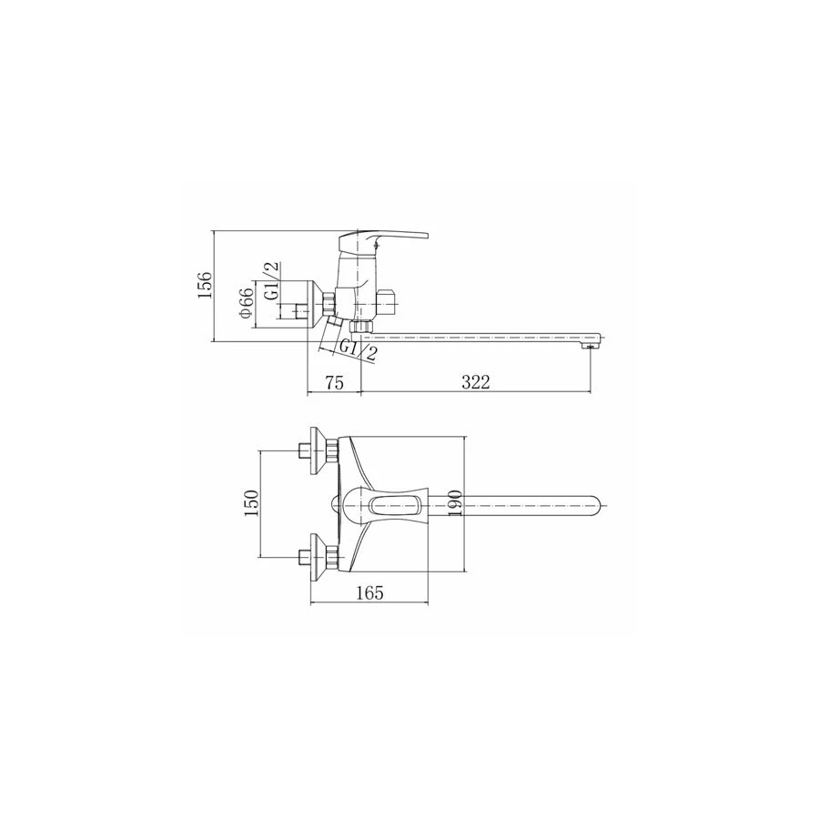 Смеситель для ванны и душа Fashun Хром A2266