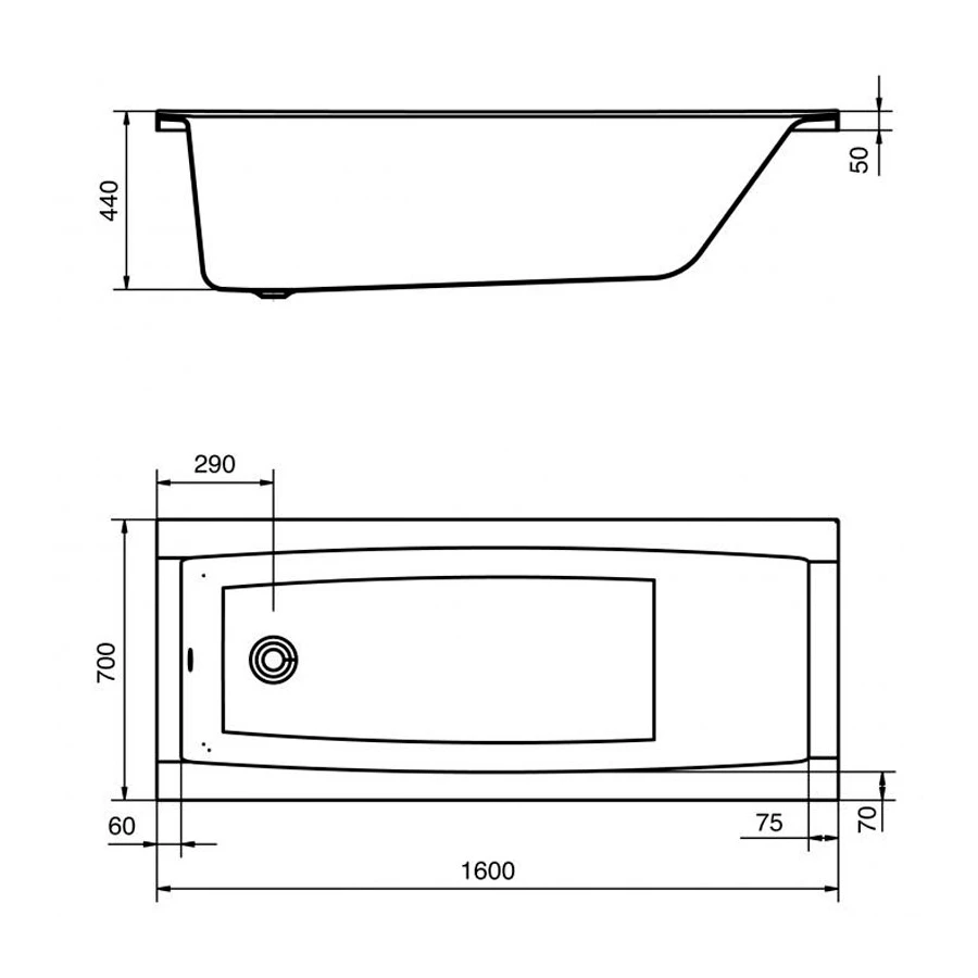 Акриловая ванна Santek Санторини 1.WH30.2.494 160х70 см