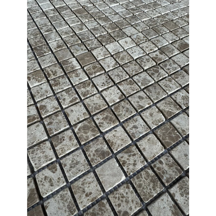 Мозаика Pixel mosaic Мрамор Light Emperador чип 23x23 матовая серая PIX 802 30,5х30,5 см