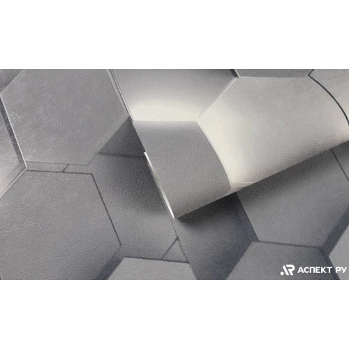 Обои флизелиновые Аспект Гексагон серые 70669-41 1,06х10,05 м