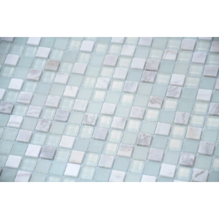 Мозаика из стекла и натурального камня Caramelle Mosaic Mont Blanc белый 30,5x30,5 см