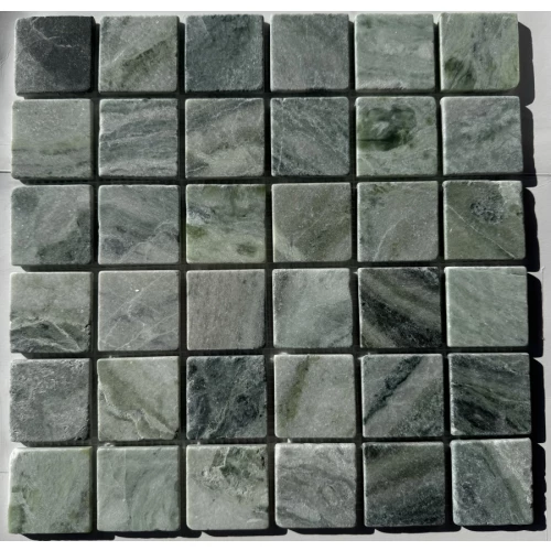 Мозаика Pixel mosaic Мрамор Jet Green чип 48х48 мм сетка Матовая Pix 315 30,5х30,5 см