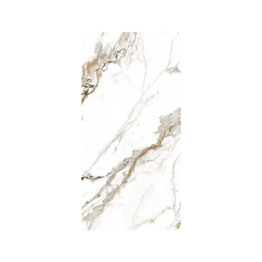 Керамогранит Planet Ceramics UKW 003 глянцевый с золотом белый 120х60 см