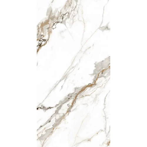 Керамогранит Planet Ceramics UKW 003 глянцевый с золотом белый 120х60 см