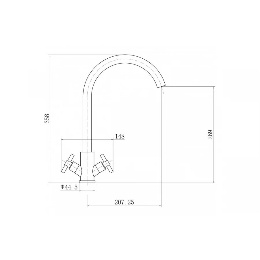 Смеситель Fashun для кухни двухручковый чёрный A54028-7
