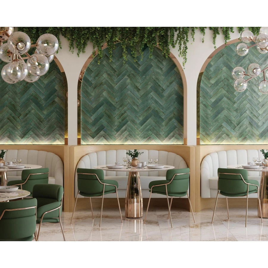 Керамогранит Dune Ceramica Agadir Selva глянцевый зеленый 188570 28х7 см