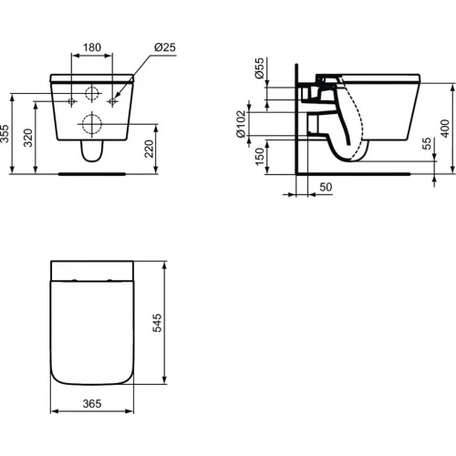 Подвесной унитаз Ideal Standard Blend cube T368601