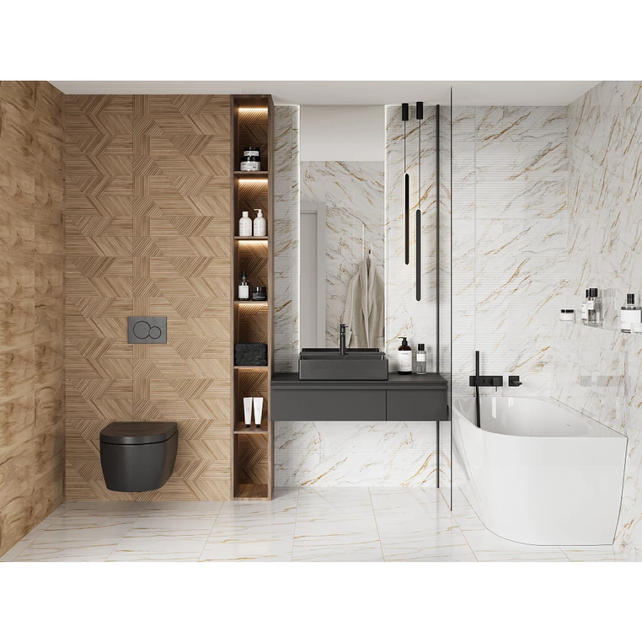 Плитка настенная Gracia Ceramica Ideal white белый 01 глянцевая 010100001533 60х25 см