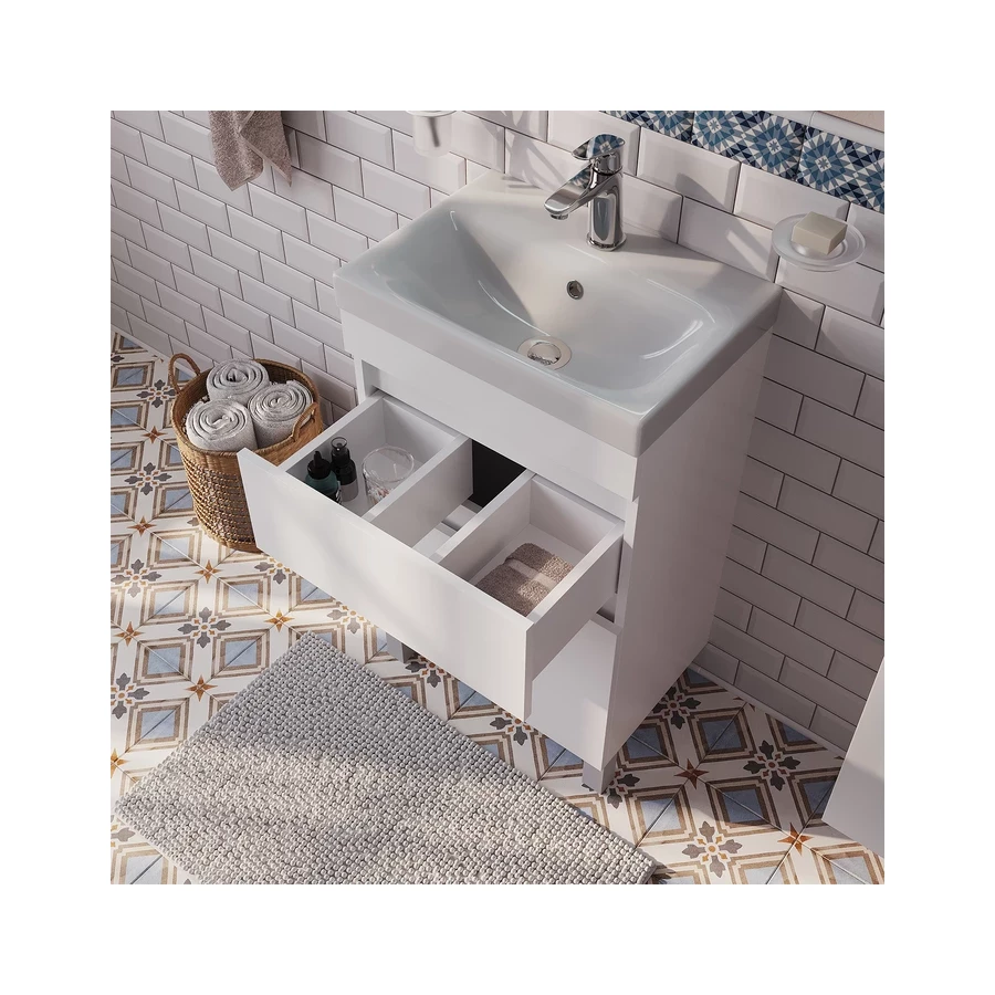 Тумба с умывальником Iddis Zodiac напольная с ящиками белая 50 см под умывальник 3505000i28 ZOD5CBFi95K