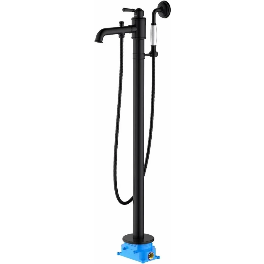 Смеситель Aquatek Классик для ванны напольный внешняя и скрытая часть матовый черный AQ1545MB