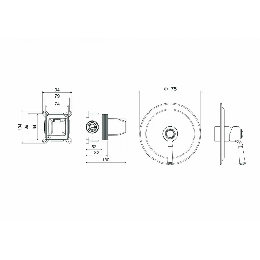 Смеситель Aquatek Классик для душа внешняя и скрытая часть матовый черный AQ1566MB