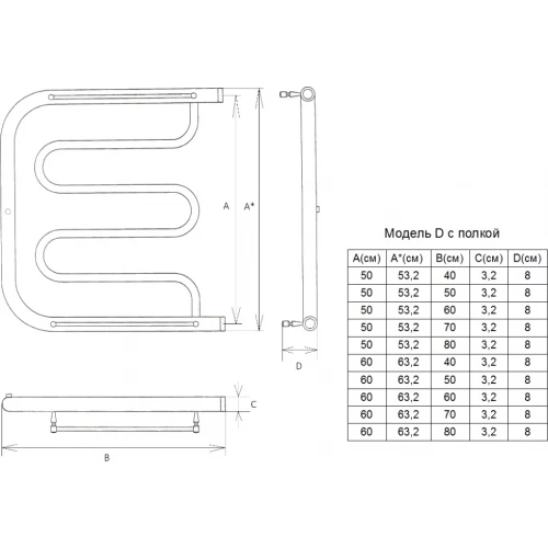 Полотенцесушитель водяной Двин D 4627086011728 50х40 см