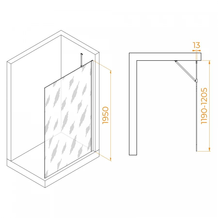 Душевая перегородка RGW WA-110 Тонированное Серое 351011012-31 120 см