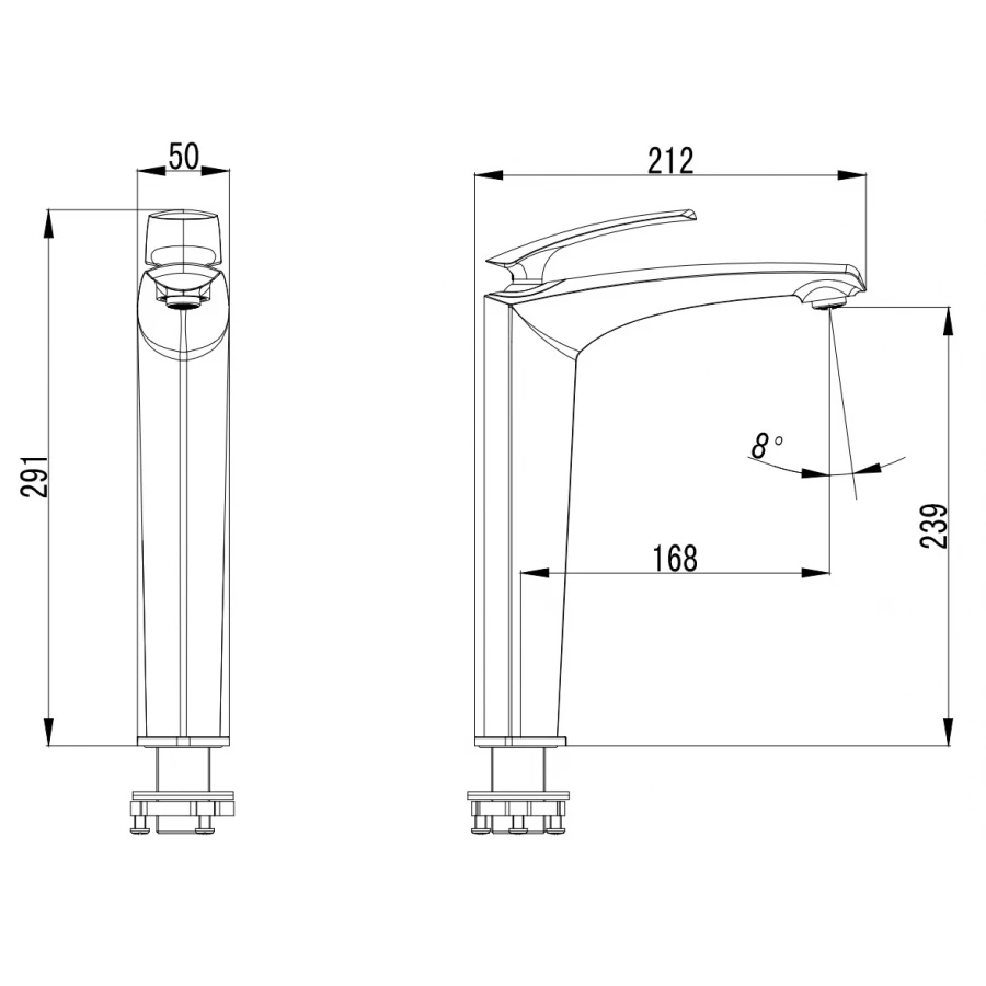 Смеситель для раковины-чаши Azario Reuleaux высокий керамический картридж без донного клапана хром AZ-VMF168U96C