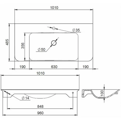 Раковина мебельная Am Pm Sensation M30WPC1001WG 100 см