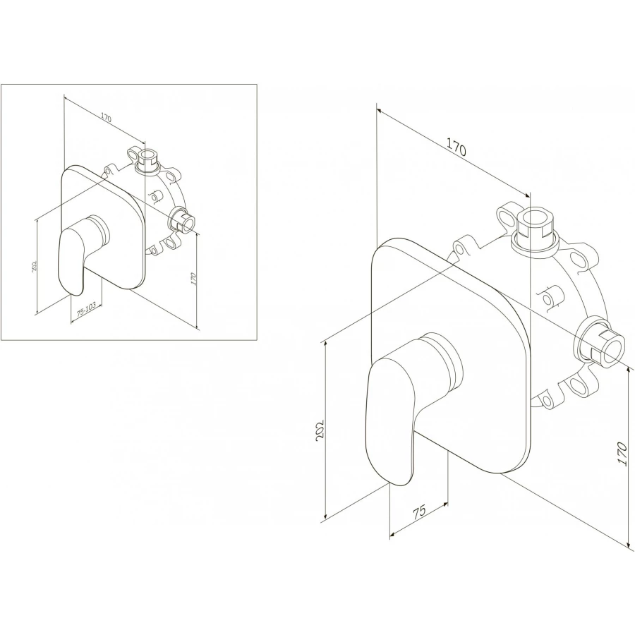 Смеситель для душа Am Pm Sensation монтируемый в стену F3075000