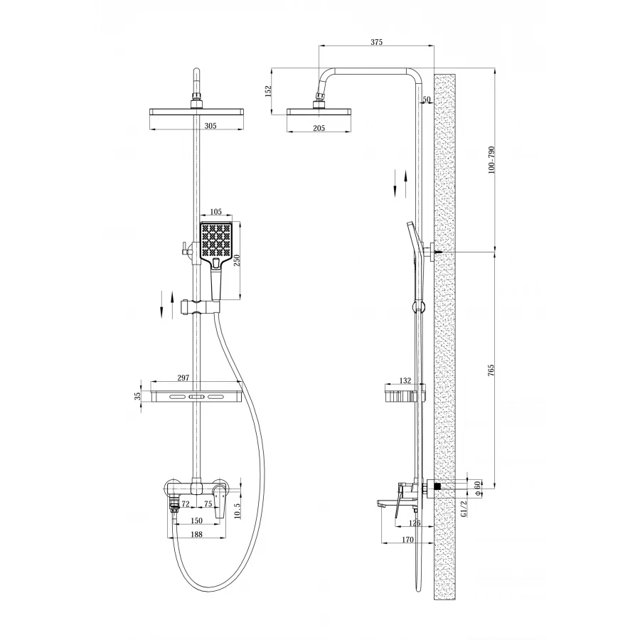 Душевая система Esko Istanbul со смесителем ST1425IT