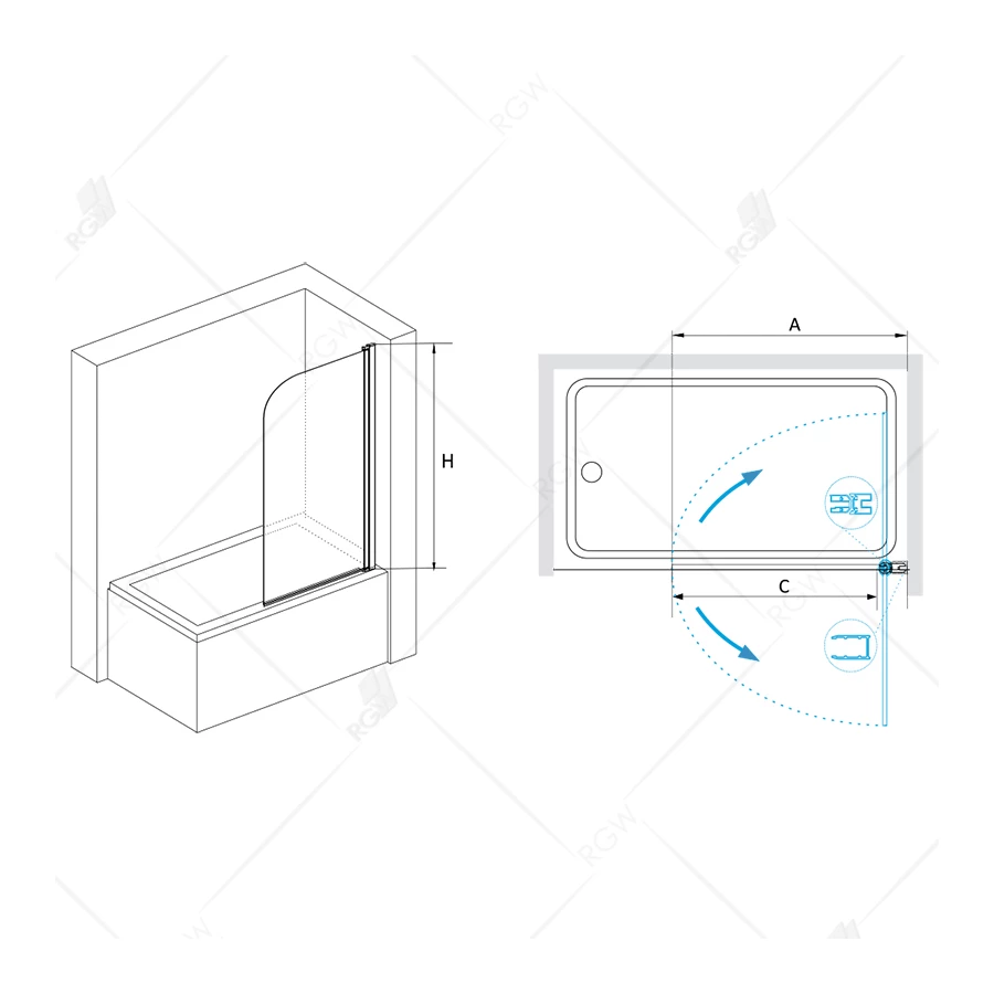 Шторка на ванну RGW SC-09B Прозрачное 06110907-14 70х150 см