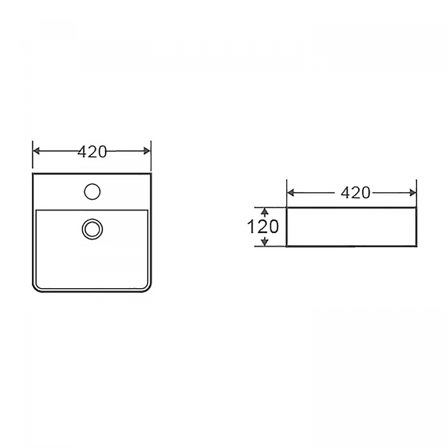 Раковина-чаша Azario накладная подвесная квадратная белый матовый AZ-2177-MW 42х42х12 см