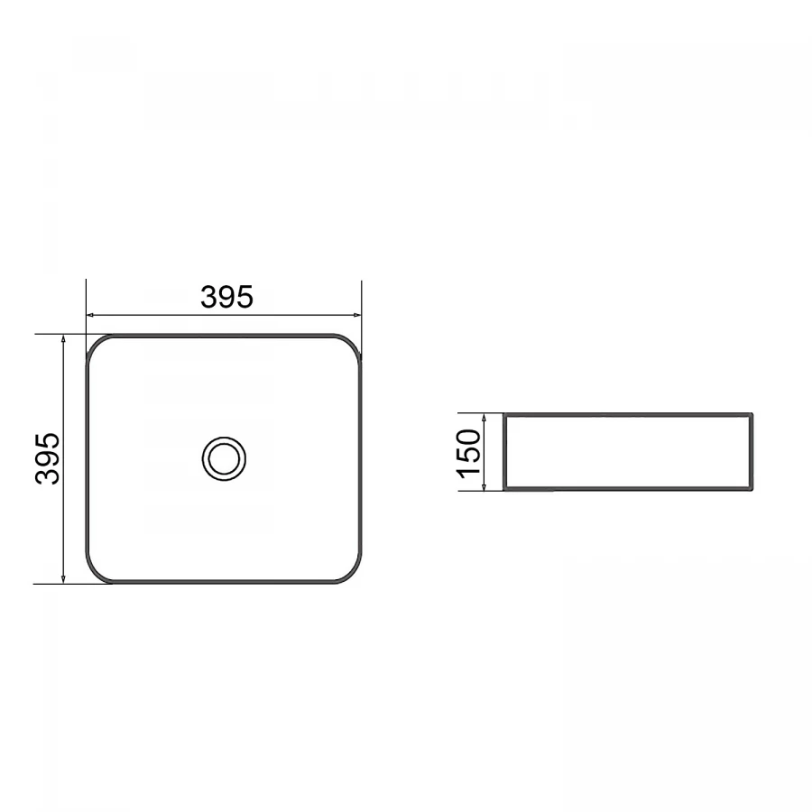 Раковина-чаша Azario накладная квадратная черный матовый AZ-2075-B-MB 39.5х39.5х15 см